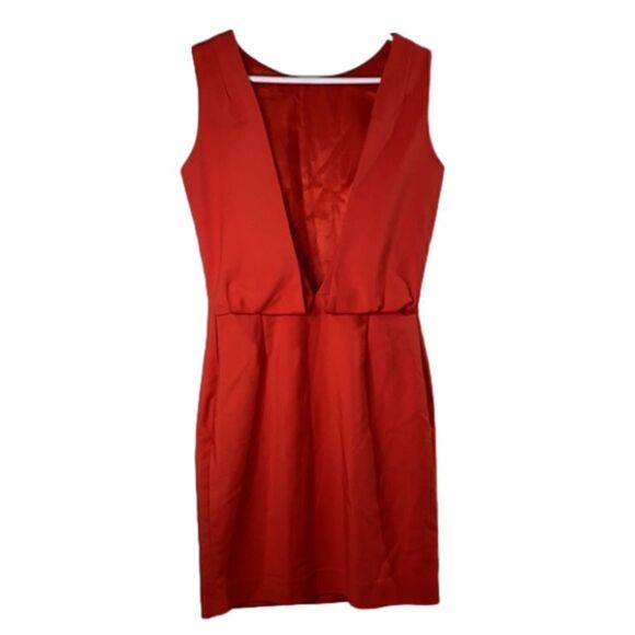Zara Basic Red Orange Open  Back Sheath Dress (Size Small) - Picture 4 of 11
